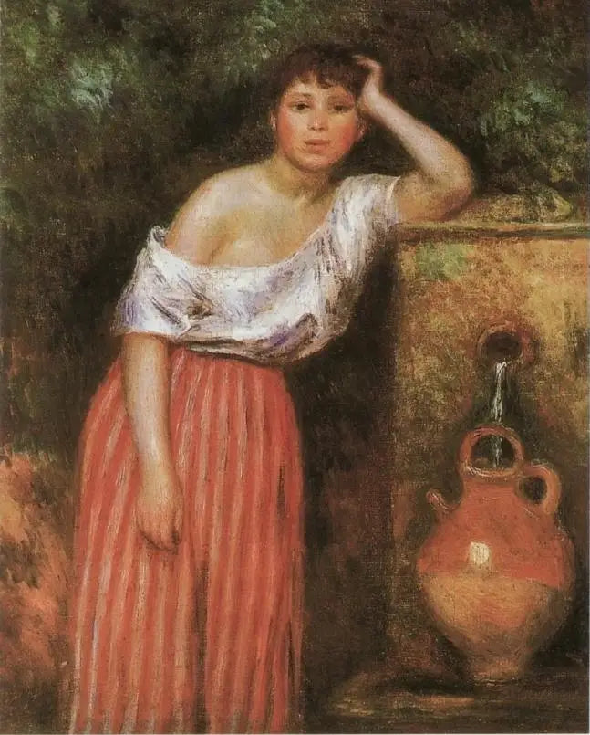 Meisje naast een fontein - Pierre-Auguste Renoir
