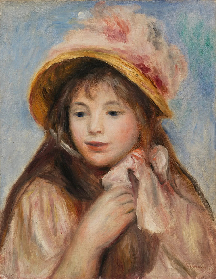 Meisje met roze muts (Jong meisje met roze hoed) - Pierre-Auguste Renoir
