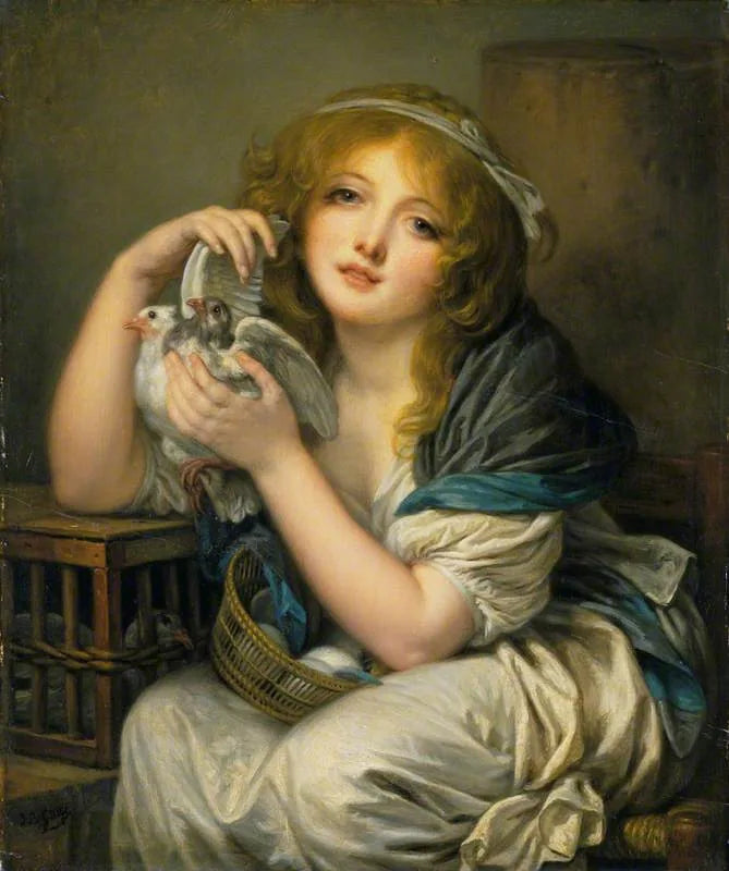 Meisje met duiven - Jean-Baptiste Greuze