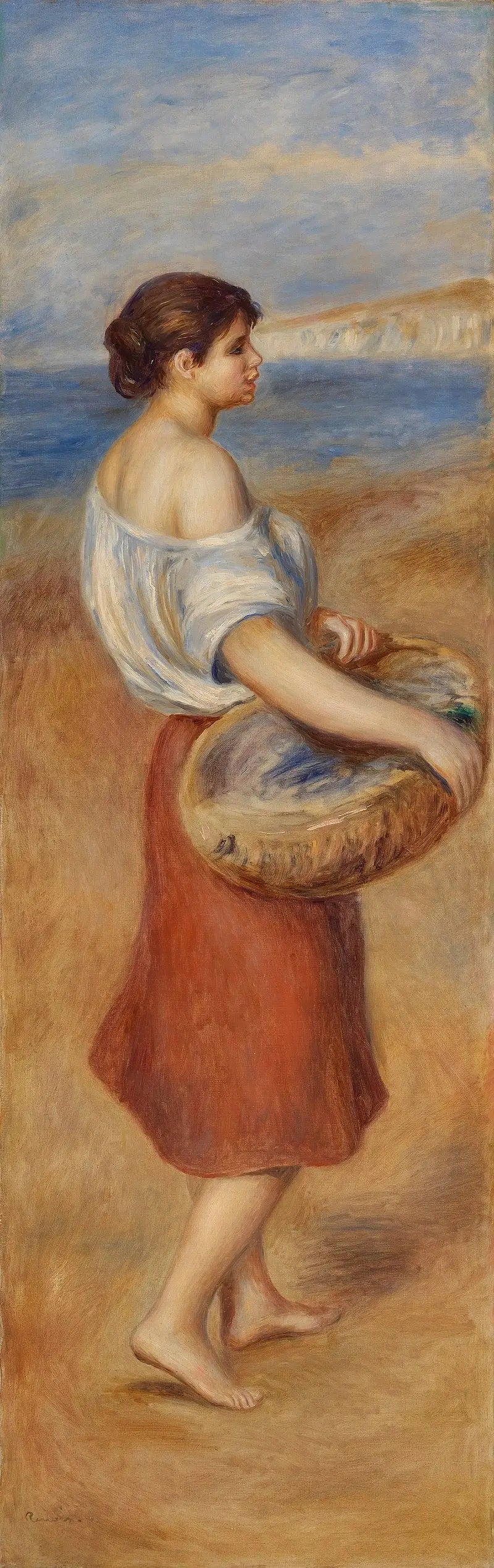 Meisje met vismand (Vissersmeisje) - Pierre-Auguste Renoir