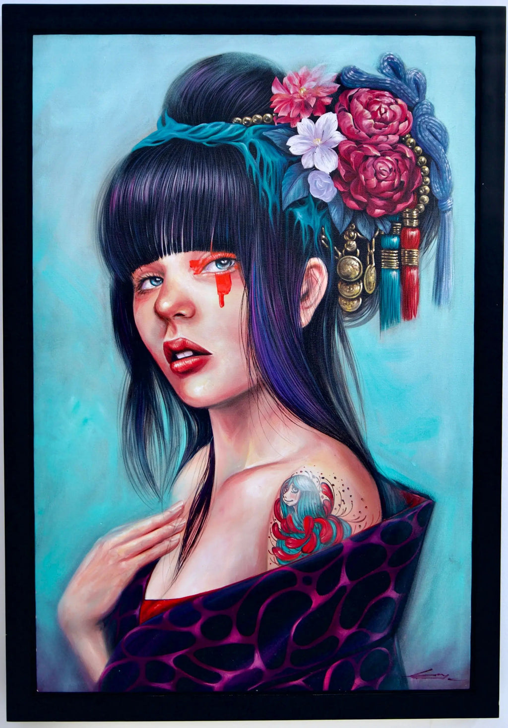 Girl with a floral bun - Banlay | 60 x 90 cm Reproductions de tableaux à la peinture à l’huile