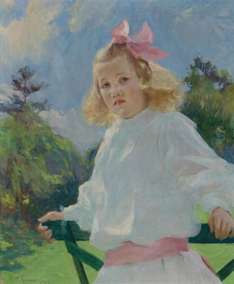 Meisje met een roze strik - Frank Weston Benson