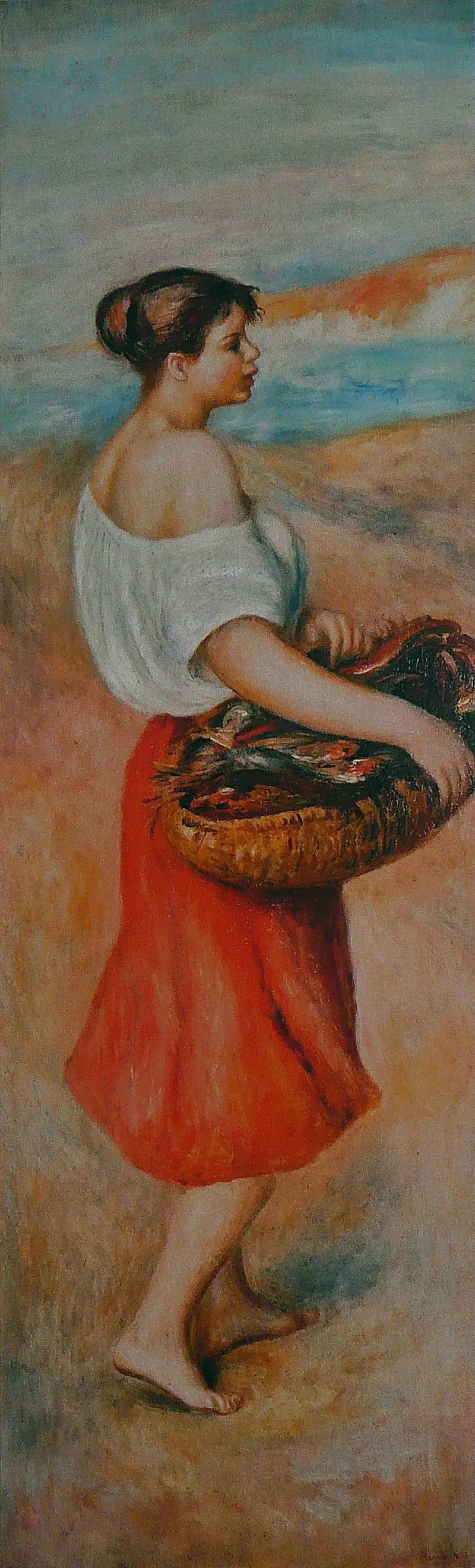 Meisje met een mand vol vissen - Pierre-Auguste Renoir