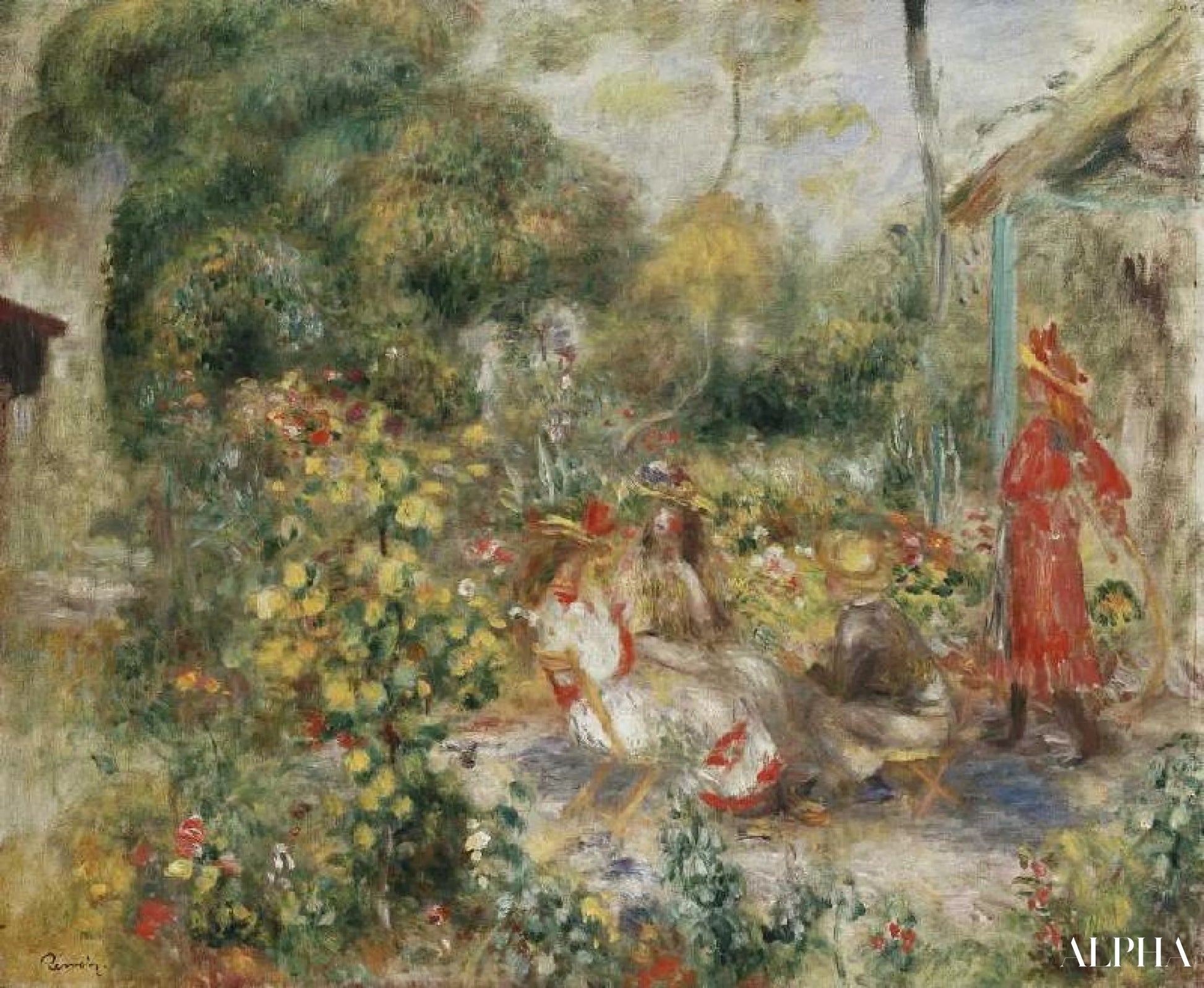 Meisje in een tuin in Montmartre - Pierre-Auguste Renoir - Reproducties van schilderijen en hoogwaardige schilderijen