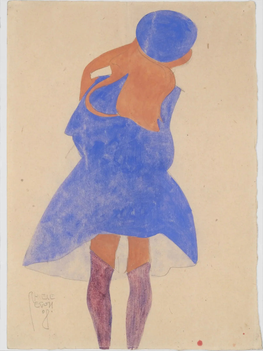 Staande meisje, gezien van achteren - Egon Schiele