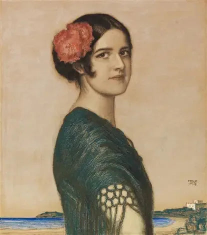 Meisje Mary in het Spaans - Franz Von Stuck