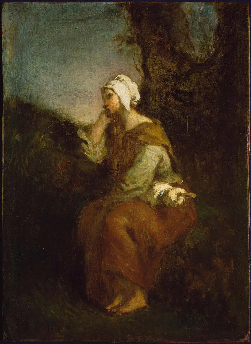 Boerendochter die droomt weg - Jean-François Millet