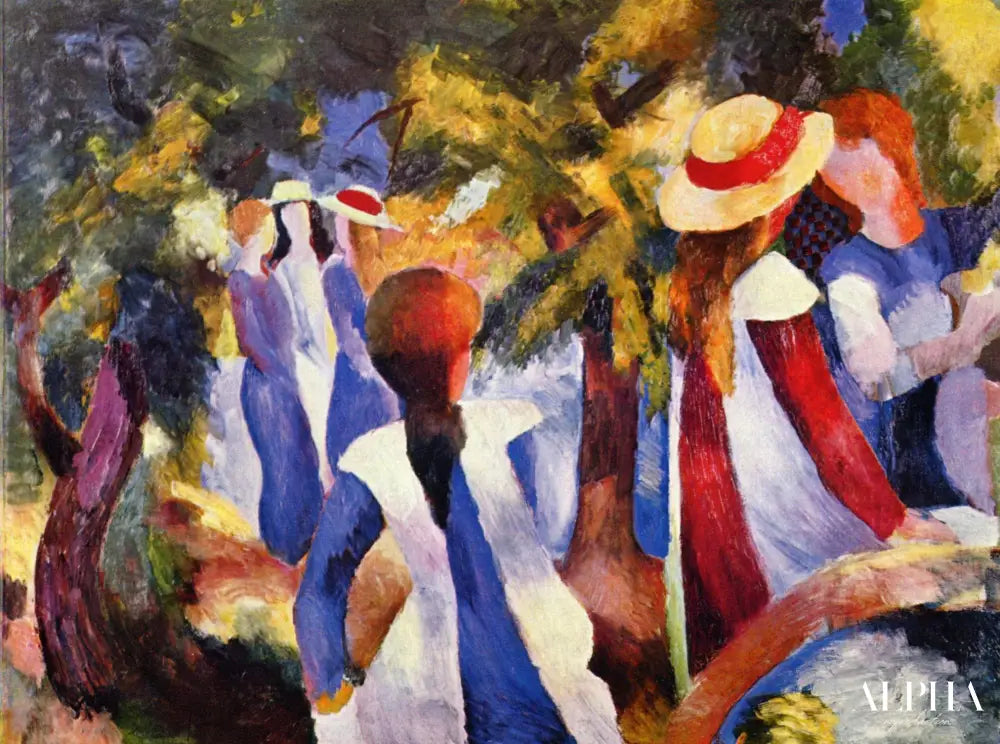 Fille sous les arbres - August Macke - Reproductions de tableaux et peintures haut de gamme