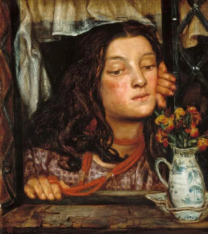 Meisje op een traliewerk - Dante Gabriel Rossetti