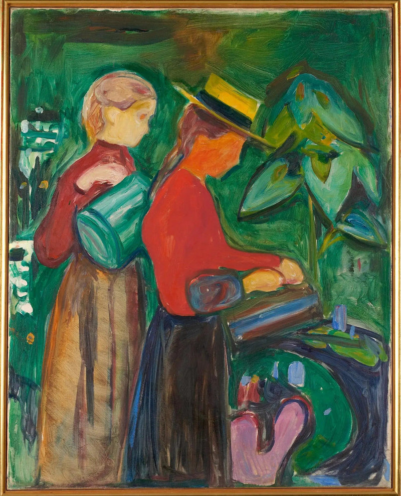 Meisjes die de bloemen water geven (Fries Linde) - Edvard Munch