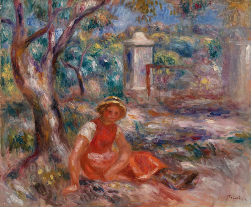 Meisje aan de voet van een boom (Meisje aan de voet van een boom) - Pierre-Auguste Renoir