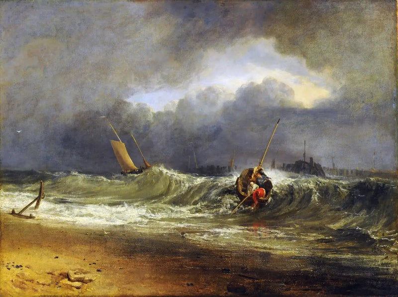 Vissers op een beschutte kust in stormachtig weer - J. M. W. Turner