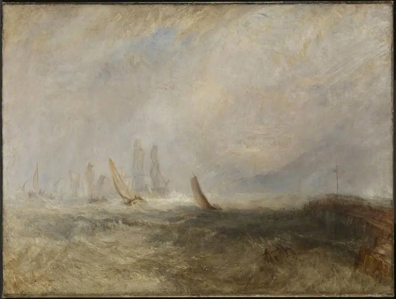 Vissersboten brengen een defect schip de haven binnen Ruysdael - J. M. W. Turner