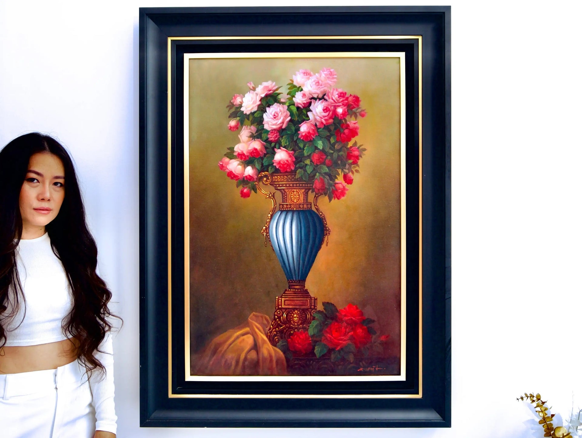 Fleurs dans un Vase Antique | 60 x 90 cm image 2 reproduction artisanale de tableau