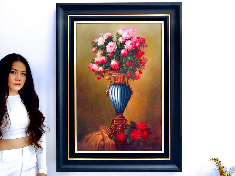 Bloemen in een Antiek Vaasje | 60x90cm