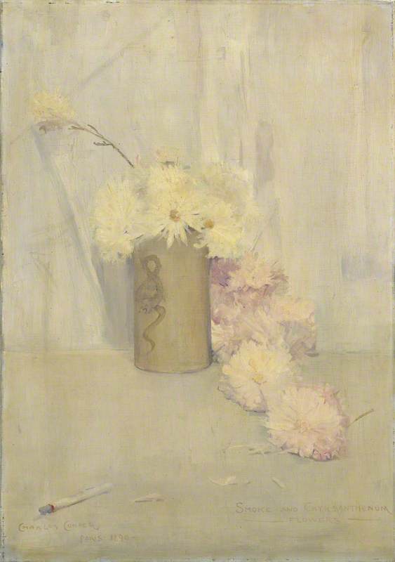 Fleurs de fumée et de chrysanthème - Charles Conder image 1 reproduction artisanale de tableau