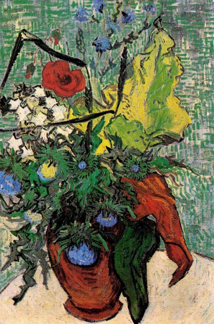 Wilde bloemen en distels in een vaas - Vincent van Gogh