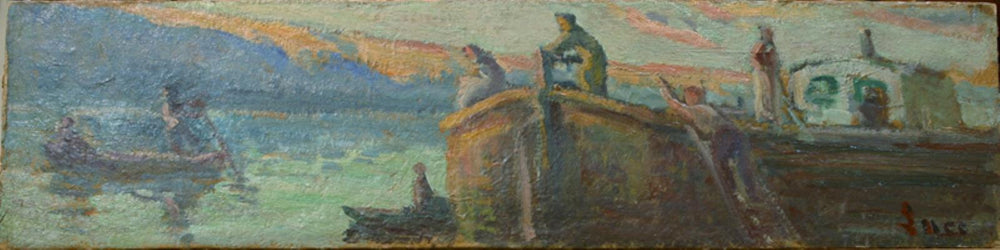 Flodlandskab avec landau et bébé - Maximilien Luce - Alpha Reproduction