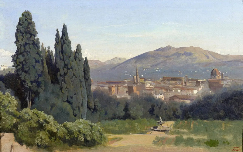 Florence, Uitzicht vanaf de Jardins Boboli - Jean-Baptiste Camille Corot