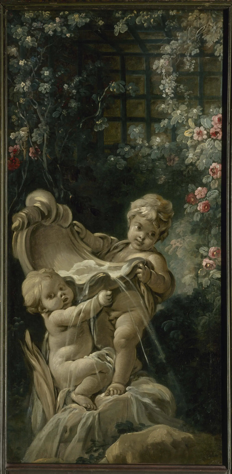 Fontein met twee geliefden, waarvan één knielt - François Boucher