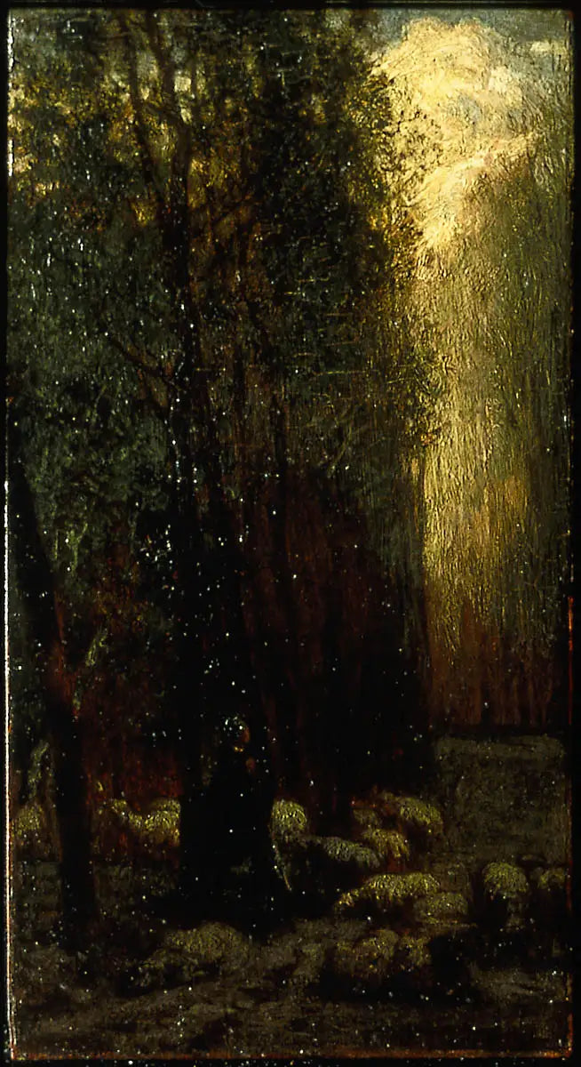 Bos met herder en schapen - Jean-François Millet