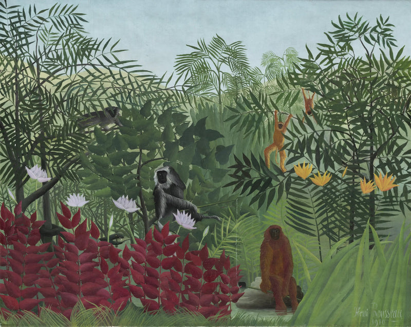 Tropisch regenwoud met apen - Henri Rousseau