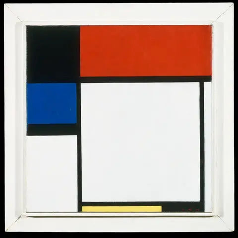 Fox Trot B, met zwart, rood, blauw en geel - Piet Mondrian