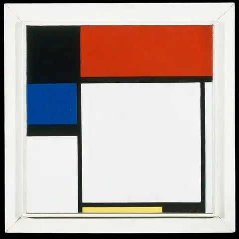 Fox Trot B, met zwart, rood, blauw en geel - Piet Mondrian