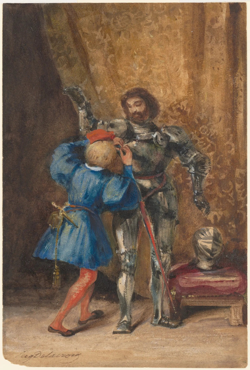 Franz Lerse of Goetz von Berlichingen gewapend door een page - Eugène Delacroix