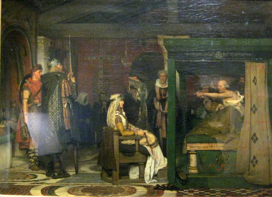 Frédégonde bezoekt Prétextat op haar sterfbed - Lawrence Alma-Tadema