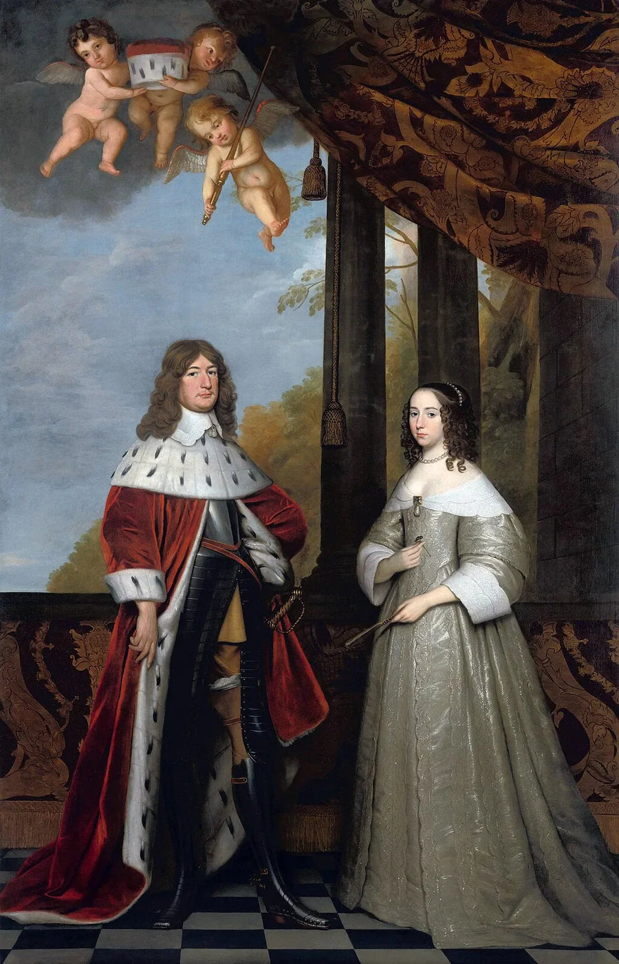Frédéric-Guillaume (1620-1688), keurvorst van Brandenburg, en zijn echtgenote Louise-Henriette (1627-1667), gravin van Orange-Nassau - Gerrit van Honthorst