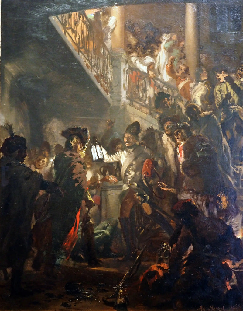 Frederik de Grote in Lissa: Goedenavond, heren - Adolph von Menzel