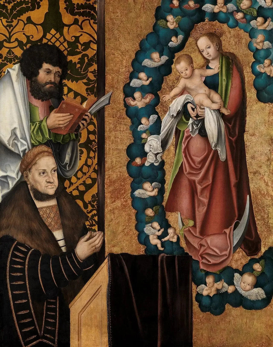 Frédéric de Wijze in eerbied voor de Apocalyptische Moeder van God - Lucas Cranach de Oudere