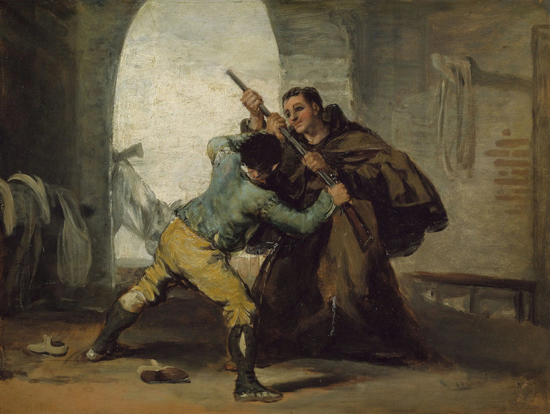 Broeder Pedro trekt het pistool van El Maragato - Francisco de Goya