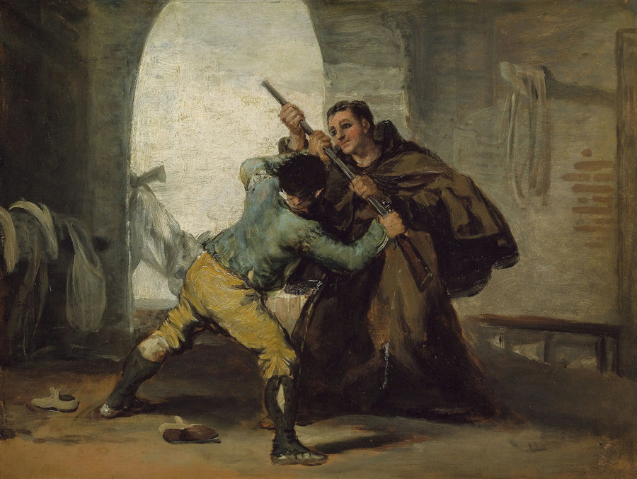 Broeder Pedro trekt het pistool van El Maragato - Francisco de Goya