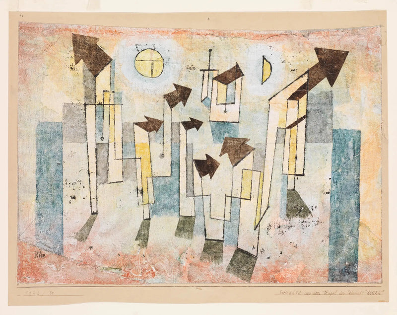 Muurschildering van de Tempel van de Verlangen ↖Hier↗ - Paul Klee