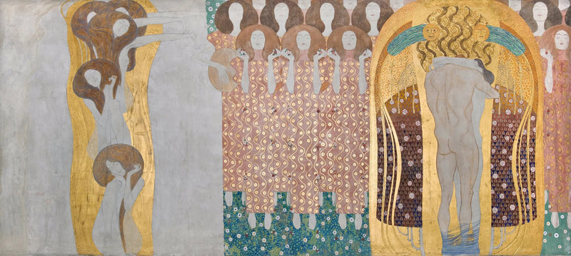 Beethoven Fries (plaat 8, rechter muur): De wens naar geluk wordt verzacht door poëzie - Gustav Klimt
