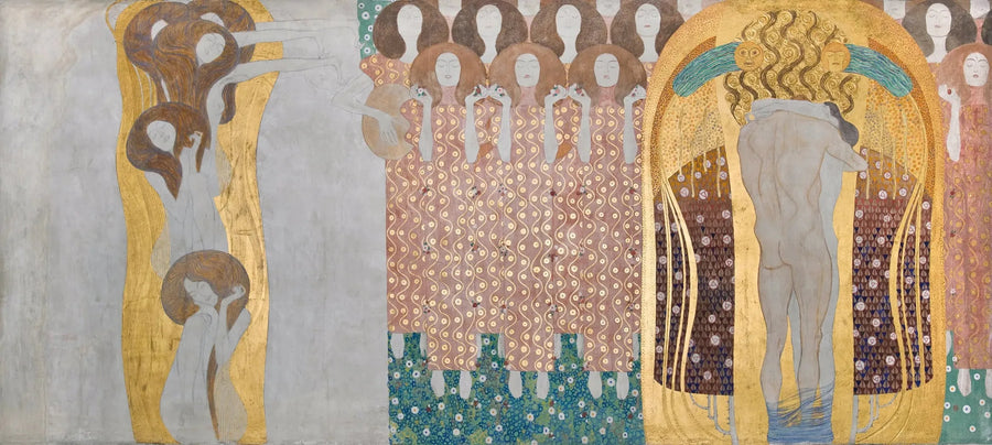 Beethoven Fries (plaat 8, rechter muur): De wens naar geluk wordt verzacht door poëzie - Gustav Klimt