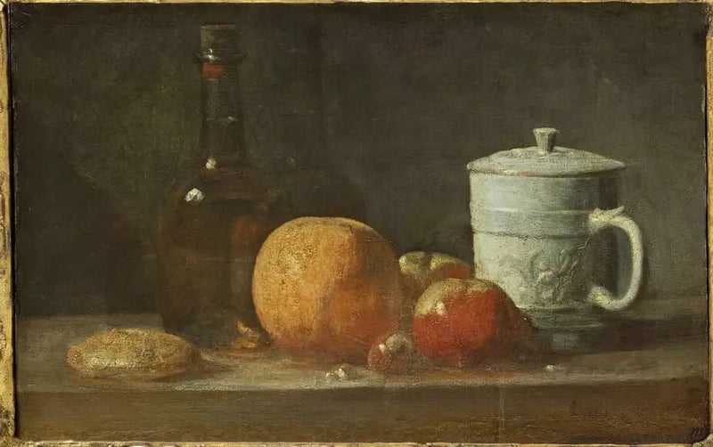 Fruit, Fles, Kan en Marsepein - Jean Simeón Chardin