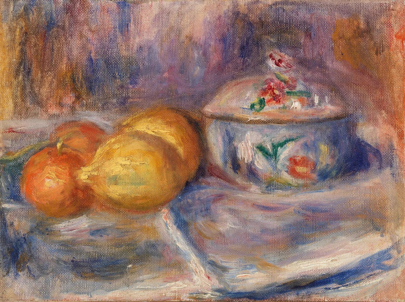 Vruchten en Snoeptrommel - Pierre-Auguste Renoir
