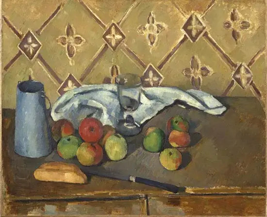 Fruit, servet en melkdoos - Paul Cézanne