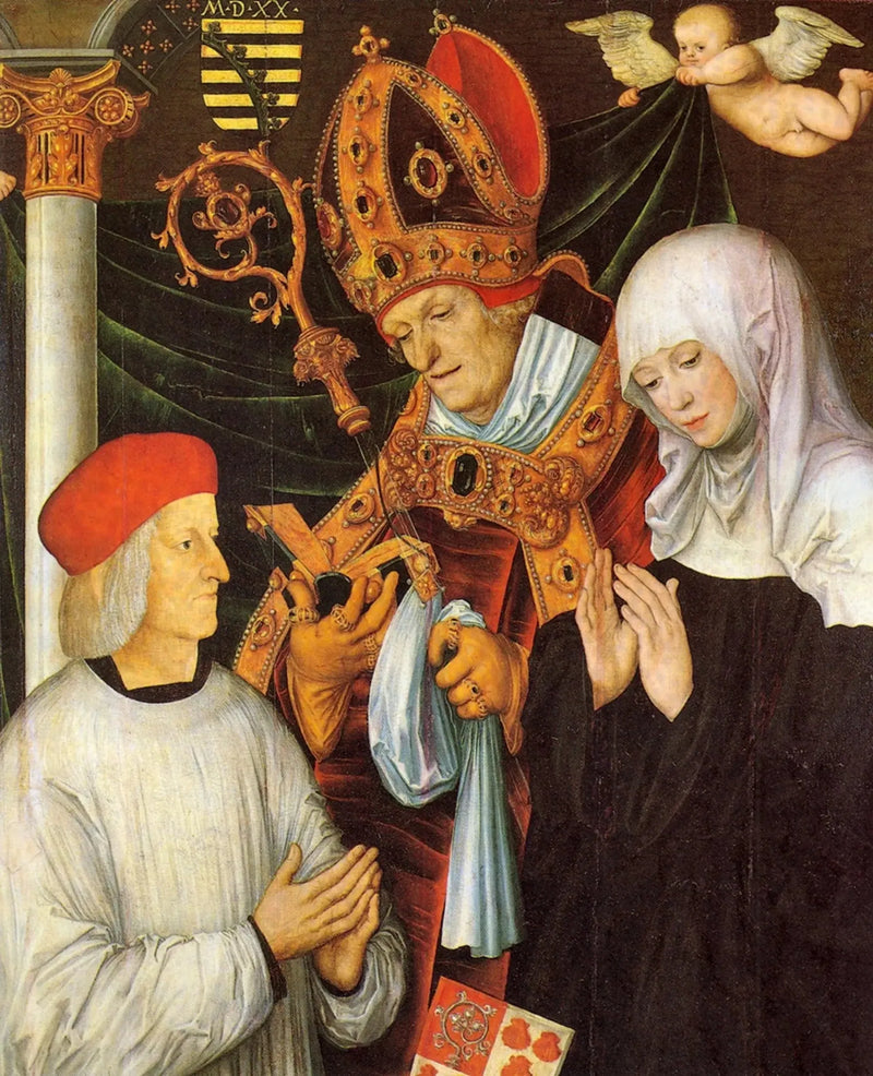 Gabriel d'Eyb, bisschop van Eichstätt, met de heiligen Wilibald en Walburga - Lucas Cranach de Oudere