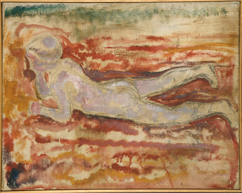 Jongeman liggend op zijn buik - Edvard Munch