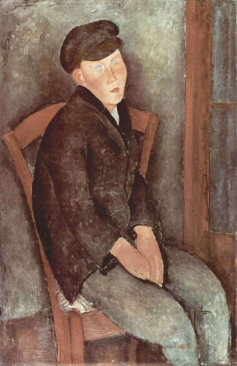 Zittende jongen met een pet - Amedeo Modigliani
