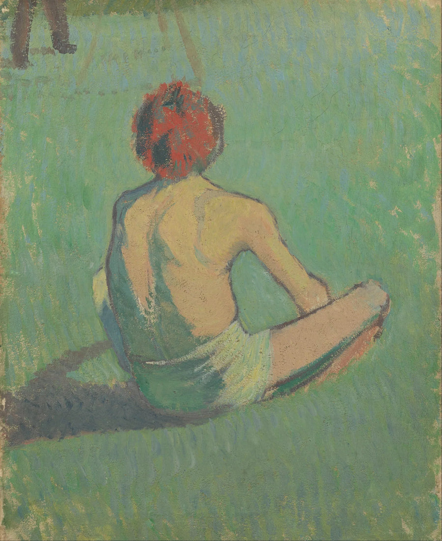 Zittende jongen in het gras - Émile Bernard