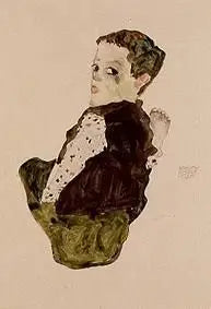 Zittende jongen (Sitzender Knabe) - Egon Schiele