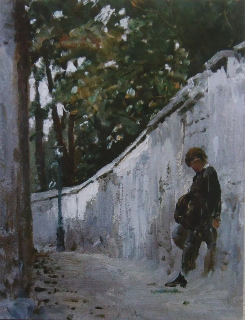 Jongen aan de muur van de tuin. Montmartre - Ilya Repin
