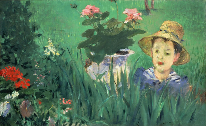 Jongen tussen de bloemen (Jacques Hoschedé) - Édouard Manet
