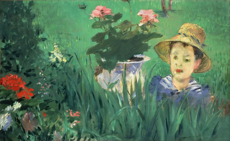 Jongen tussen de bloemen (Jacques Hoschedé) - Édouard Manet