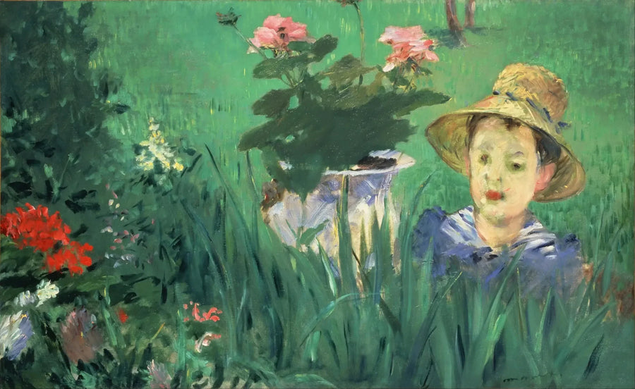 Jongen tussen de bloemen (Jacques Hoschedé) - Édouard Manet